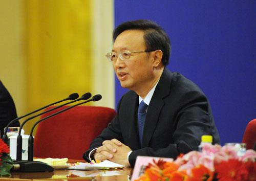 Chinese Foreign Minister Yang Jiechi answers questions during a news conference on the sidelines of the Third Session of the 11th National People's Congress (NPC) at the Great Hall of the People in Beijing, China, March 7, 2010.(Xinhua/Jin Liangkuang)
