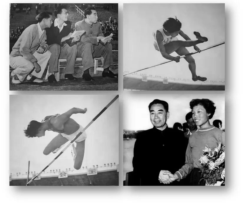 周总理观看郑凤荣比赛,并在赛后为她献花