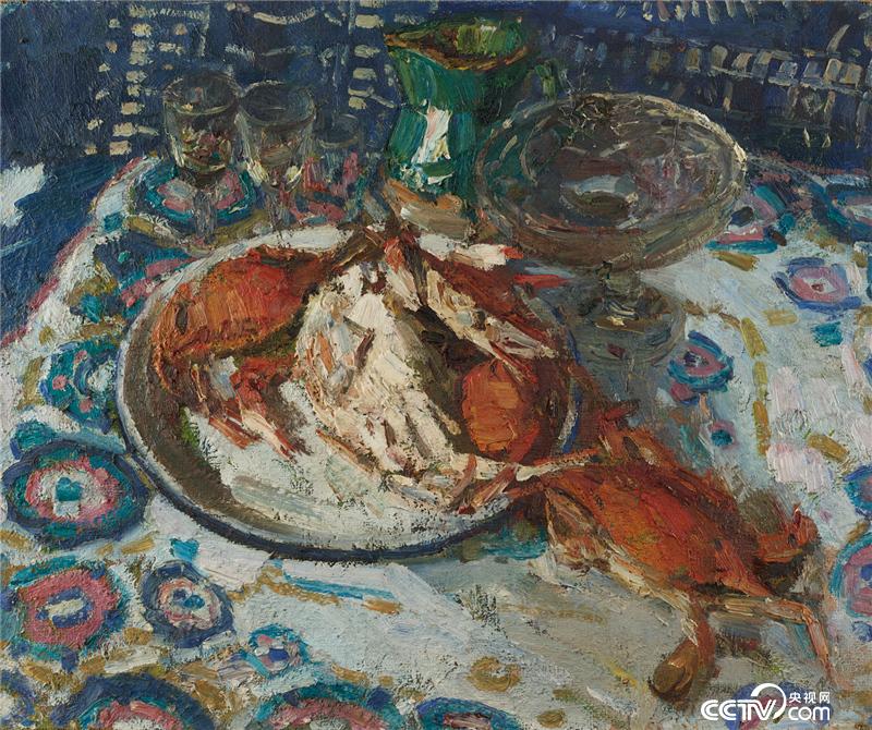 螃蟹 徐明华 布面油画 58x68cm 1986年 中国美术馆藏  2021年徐明华捐赠