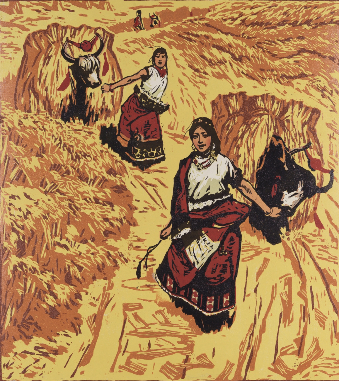 初踏黄金路  李焕民  版画  1963年  54.2×49cm  中国美术馆藏