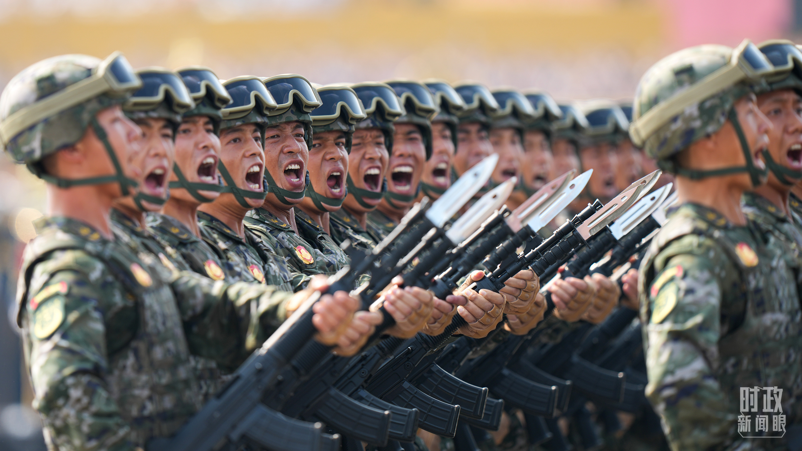 九三阅兵中的方队。（总台记者李晋拍摄）
