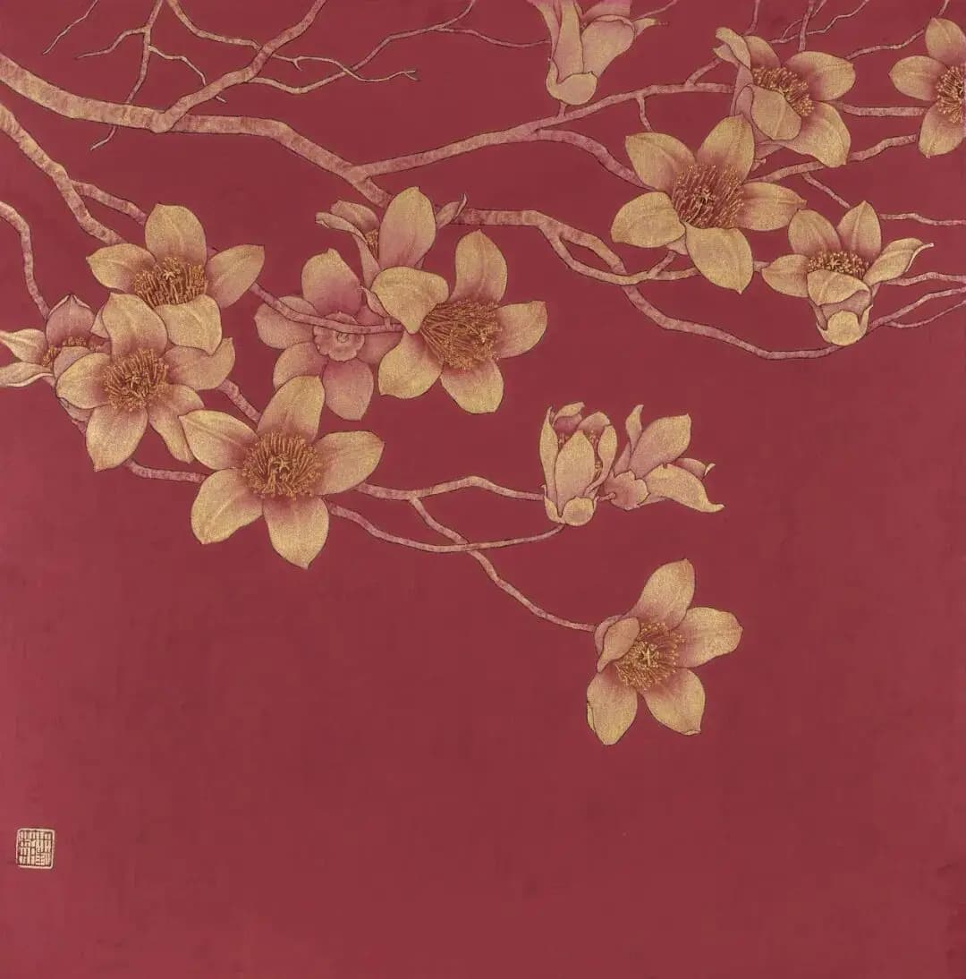 木棉之华 蒋采苹 67cm&times;67cm 朱砂 金云母 2003