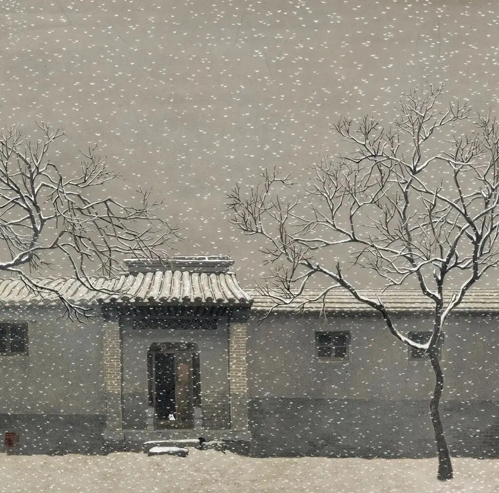 北京的雪 蒋采苹 80cm&times;80cm 皮纸 石色 1989